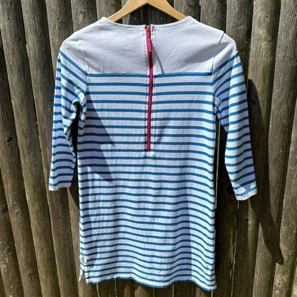 Vineyard Vines Women’s‎ White Blue Striped Simple Boatneck Dress (Small)